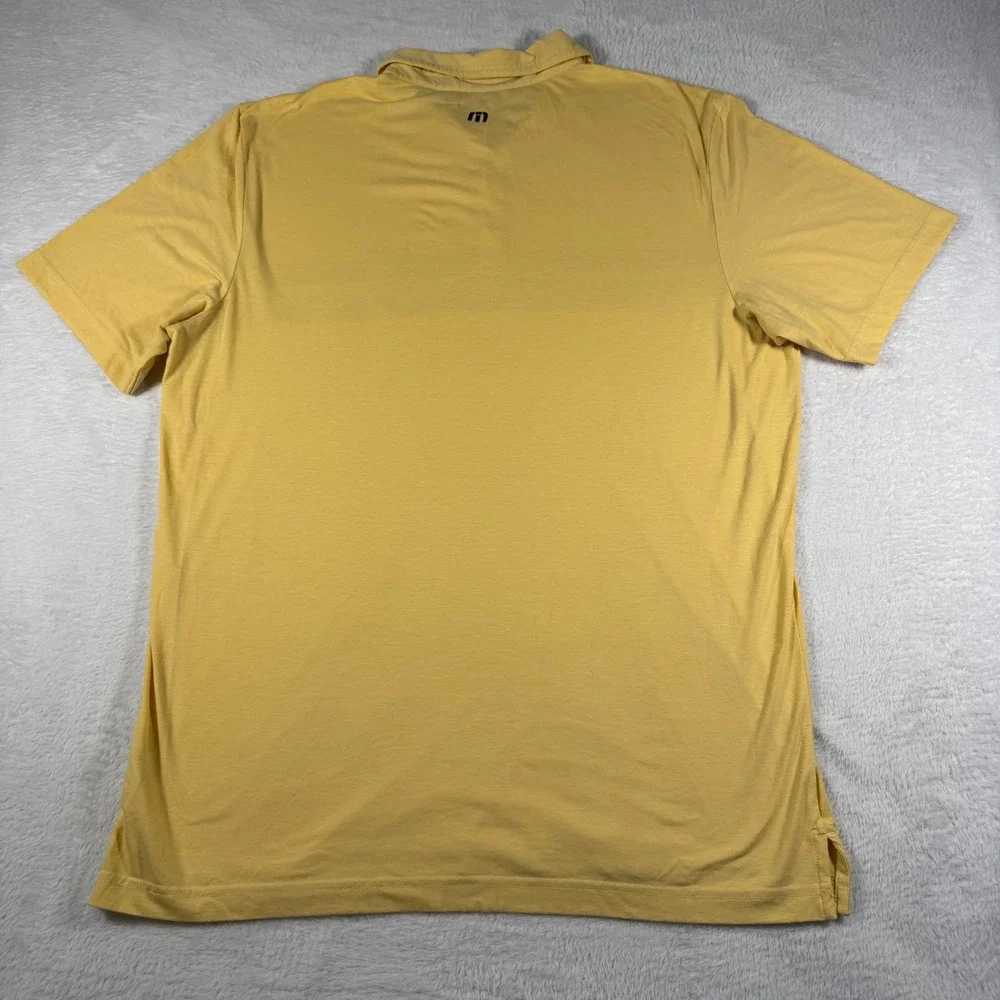 TravisMathew Polo Shirt Mens Large‎ Yellow Striped Golf Performance 0998